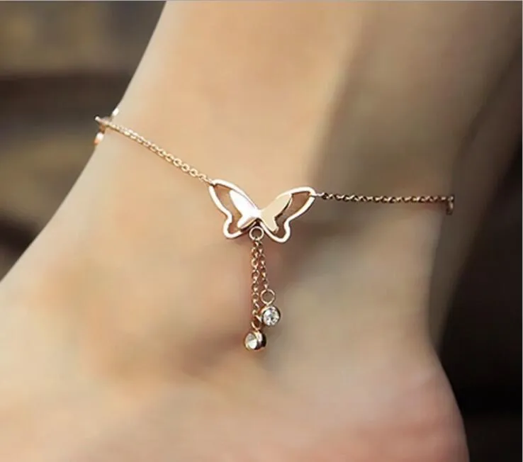 Adjustable Long Butterfly Crystal Ladies Anklet Gift
