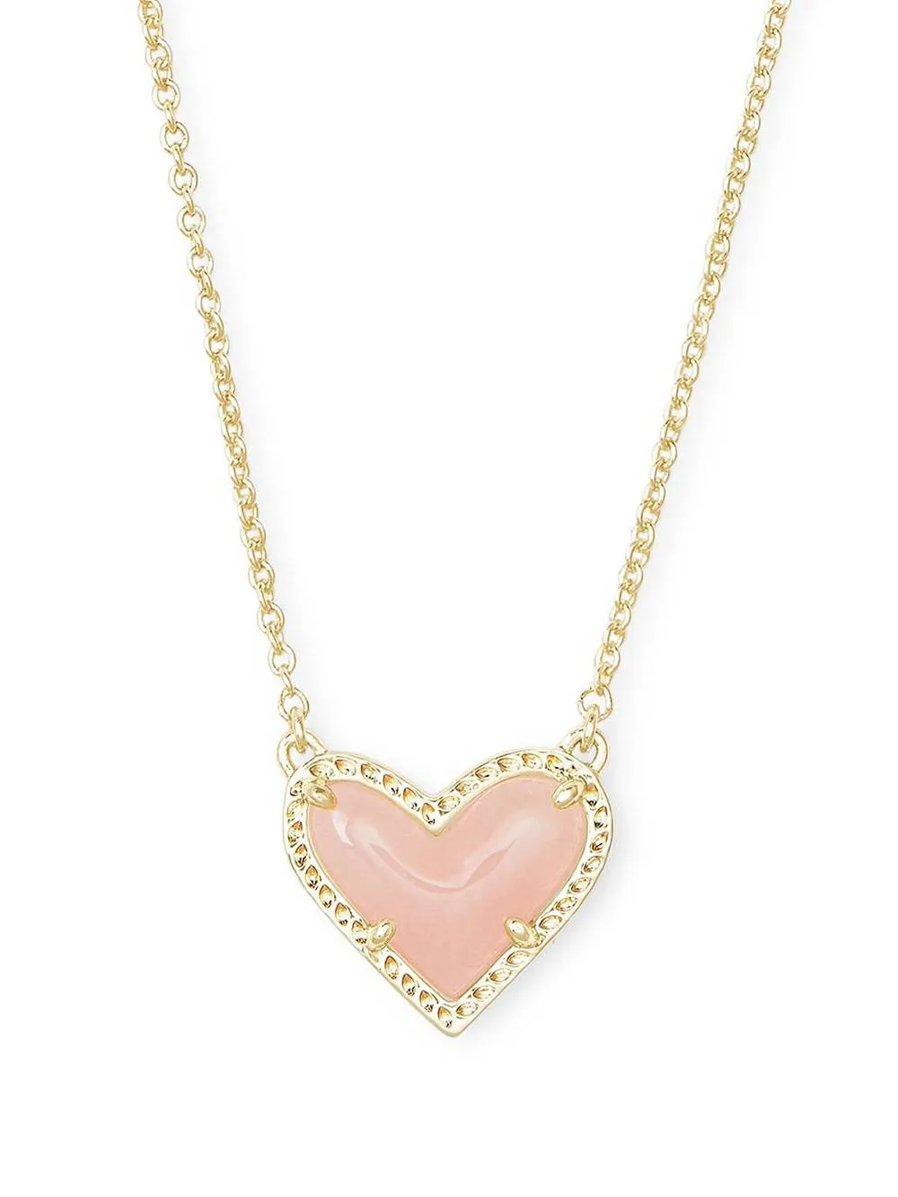 Adjustable Peach Heart Natural Stone Necklace
