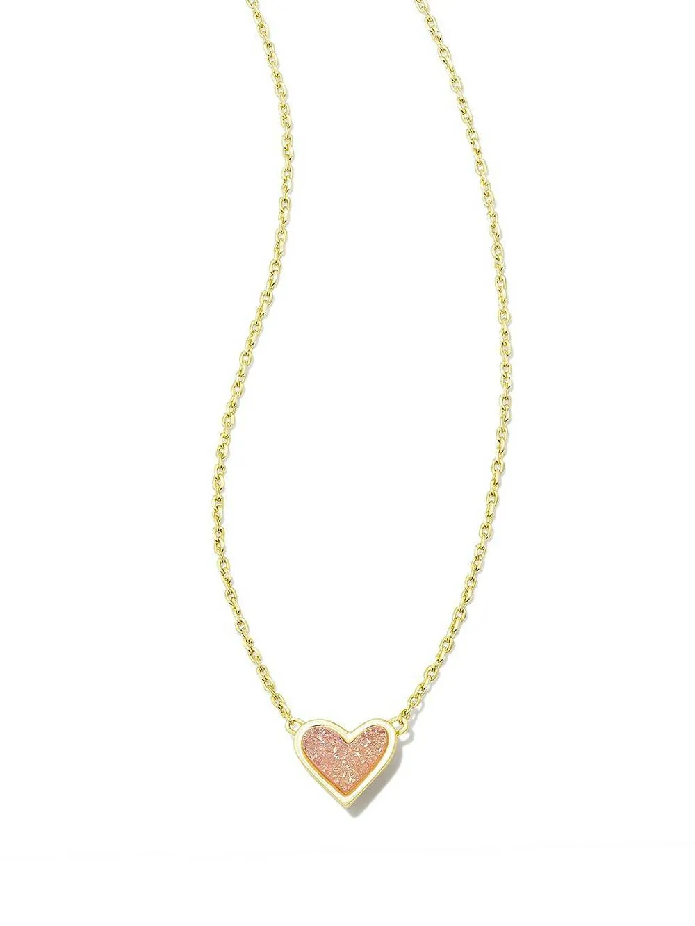 Adjustable Peach Heart Natural Stone Necklace