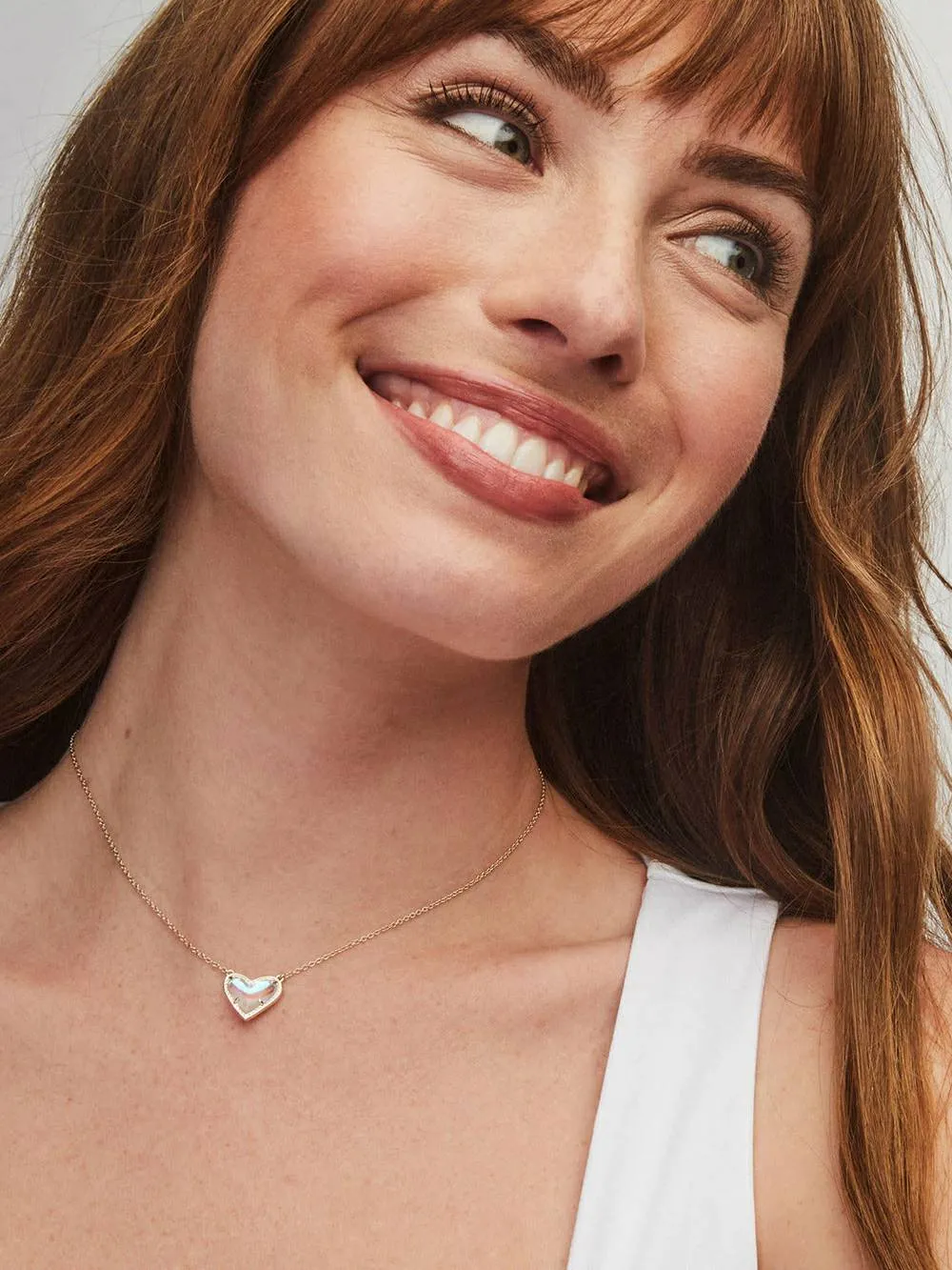 Adjustable Peach Heart Natural Stone Necklace
