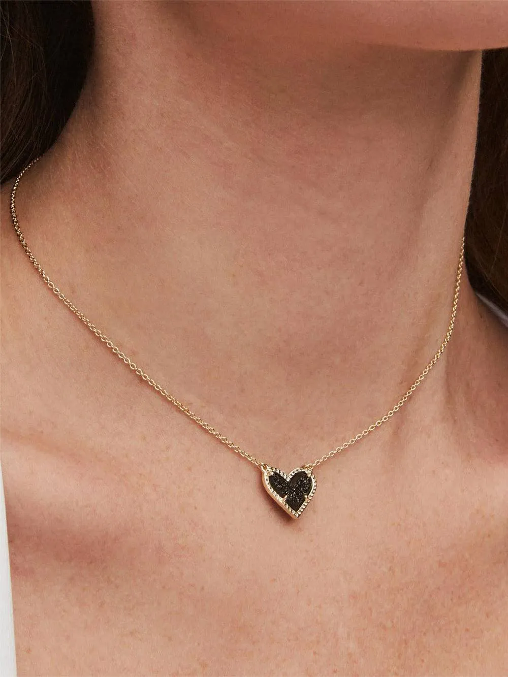 Adjustable Peach Heart Natural Stone Necklace