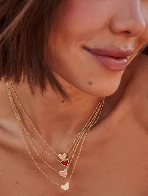 Adjustable Peach Heart Natural Stone Necklace