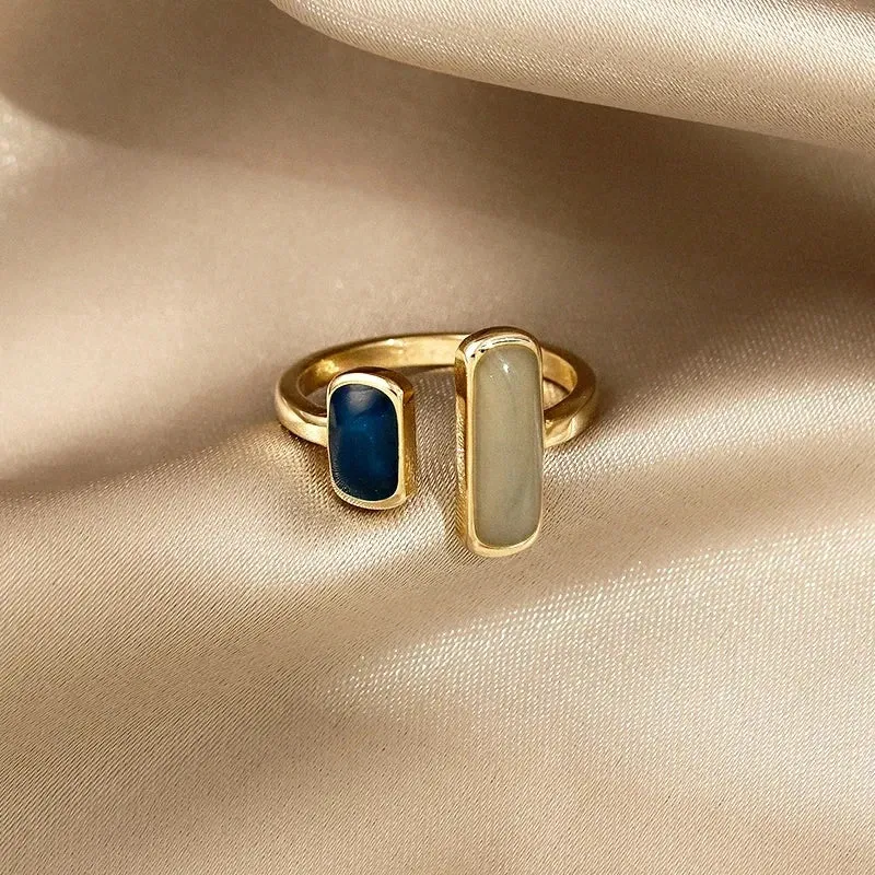 Adjustable Retro Colorful Drip Glaze Women Rings