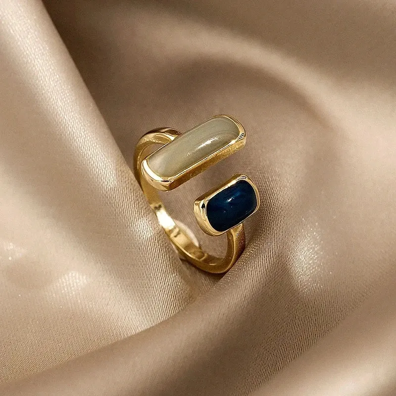 Adjustable Retro Colorful Drip Glaze Women Rings