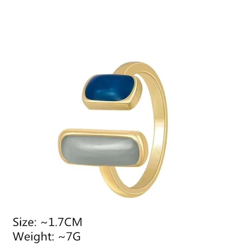 Adjustable Retro Colorful Drip Glaze Women Rings