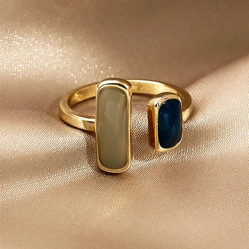 Adjustable Retro Colorful Drip Glaze Women Rings