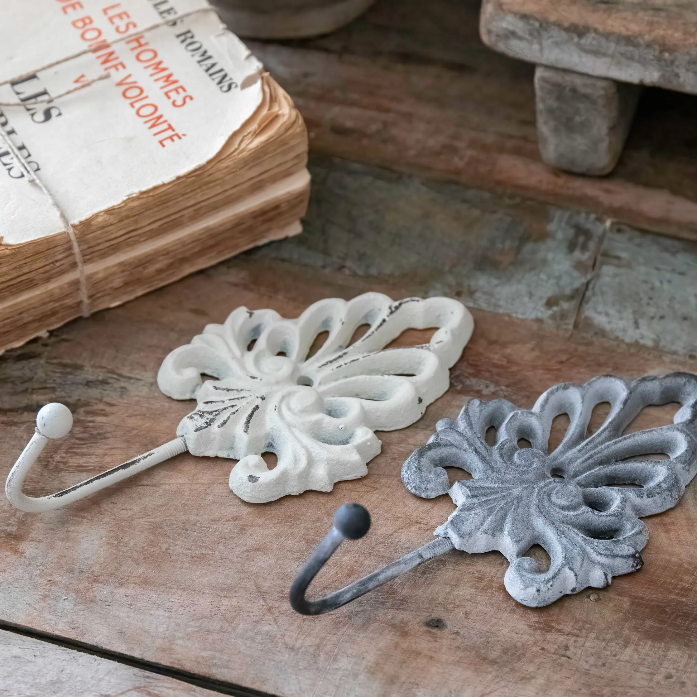 Amelie French Wall Hook - Grey or Cream