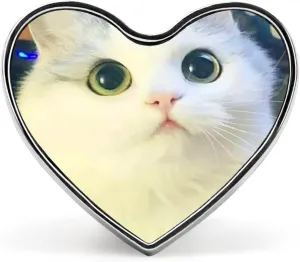 Animal Cat Heart-Shaped Badge Aluminum Alloy Cute Brooch Badges Pins Pinback for Hats Jackets Shirts Bag