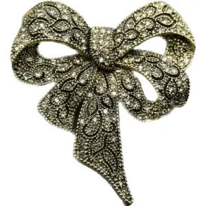 Antique Gold Jewelled Bow Brooch