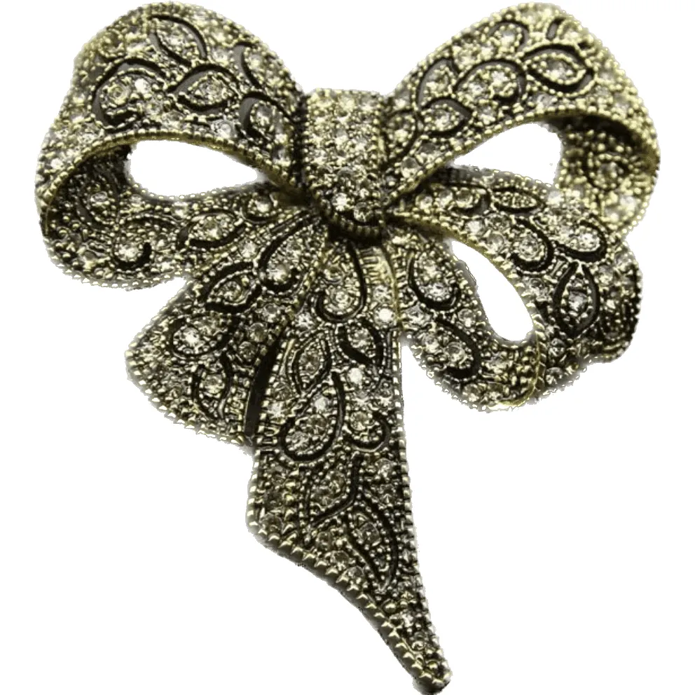 Antique Gold Jewelled Bow Brooch