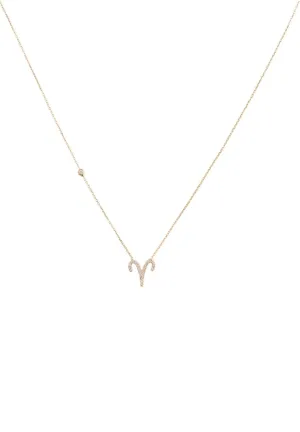 Aries Zodiac Necklace Dipped in Gold Zircon