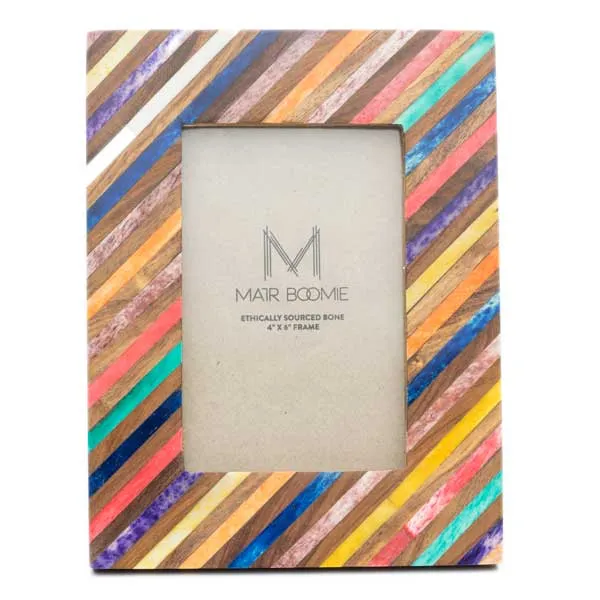 Banka Mundi 4x6 Multicolor Picture Frame - Bone, Wood Handmade