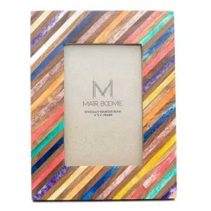 Banka Mundi 4x6 Multicolor Picture Frame - Bone, Wood Handmade