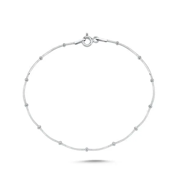 Bead Snake Chain Bracelet In Sterling Silver
