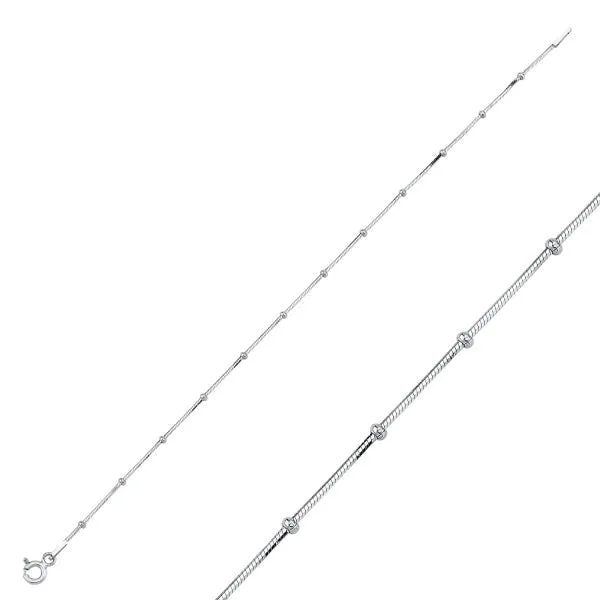 Bead Snake Chain Bracelet In Sterling Silver