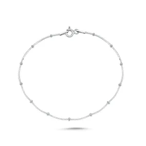 Bead Snake Chain Bracelet In Sterling Silver
