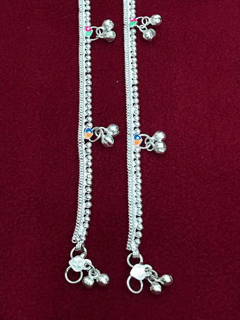 Beautiful Shimmering Silver Color Anklets With Stones And Beads