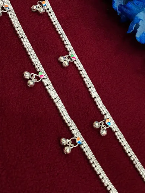 Beautiful Shimmering Silver Color Anklets With Stones And Beads