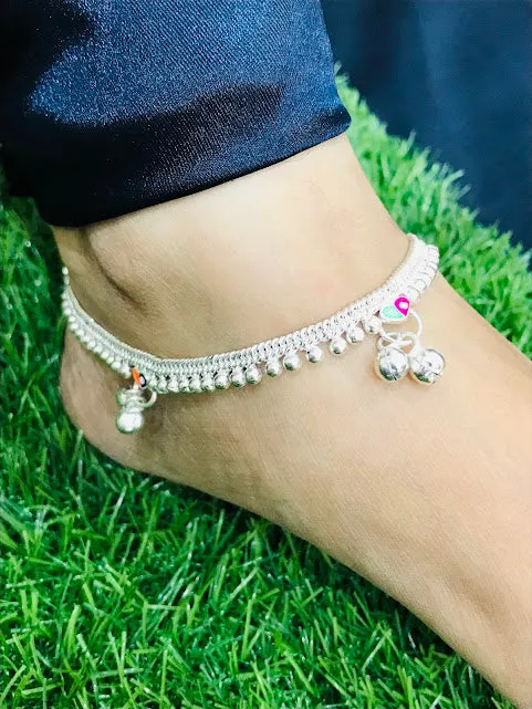 Beautiful Shimmering Silver Color Anklets With Stones And Beads