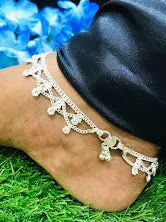 Beautiful Silver Color Anklets With Stone Work For Women