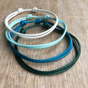 Biscayne Shades of Blue Stackable Anklets Pack of 4 Unisex
