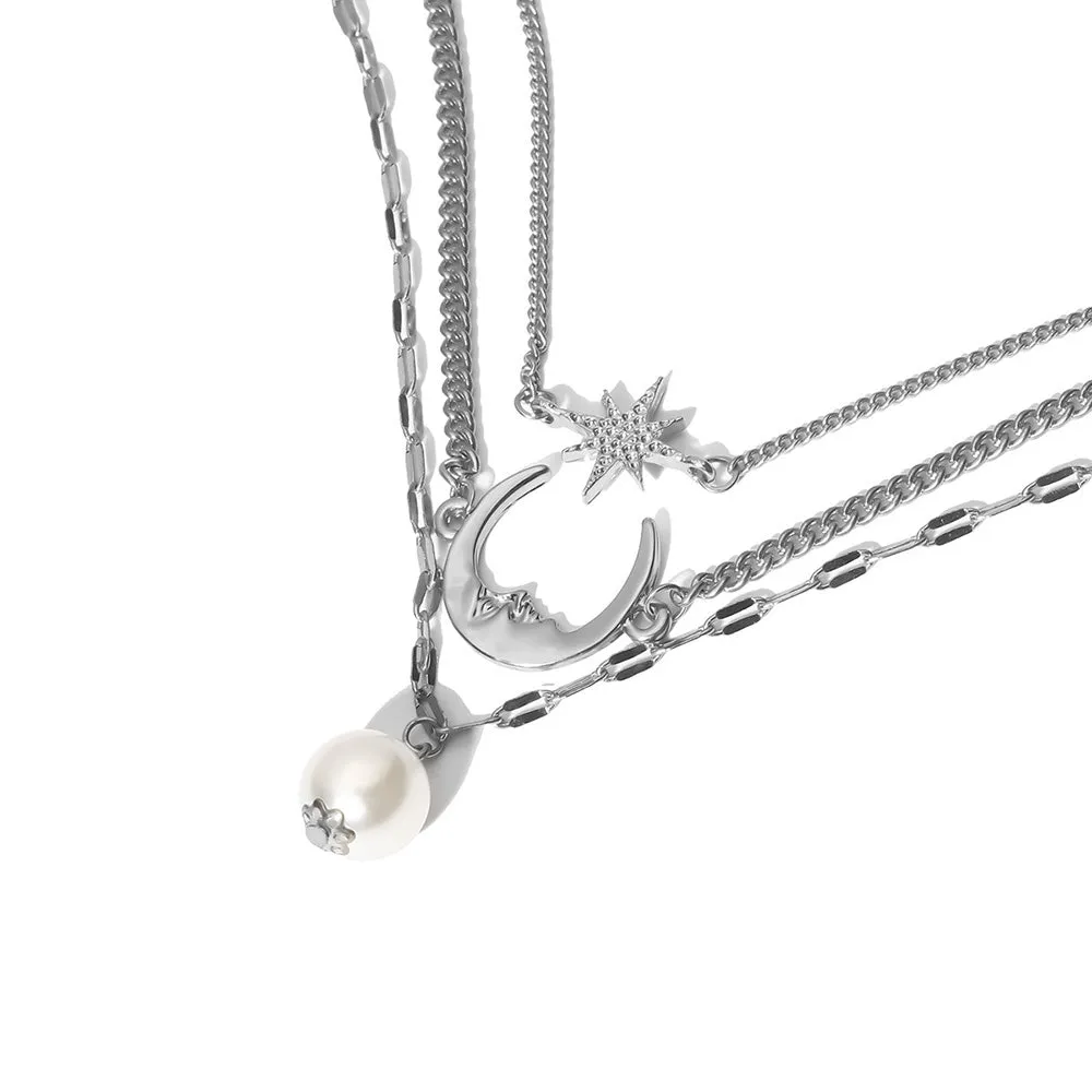 Bls-miracle Simple Moon Star Multi-layer Anklet For Women
