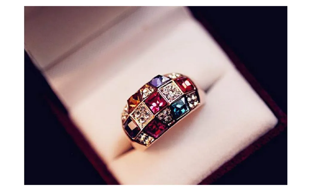 Blue Kiss Fashion Colorful Crystal Rings For Women