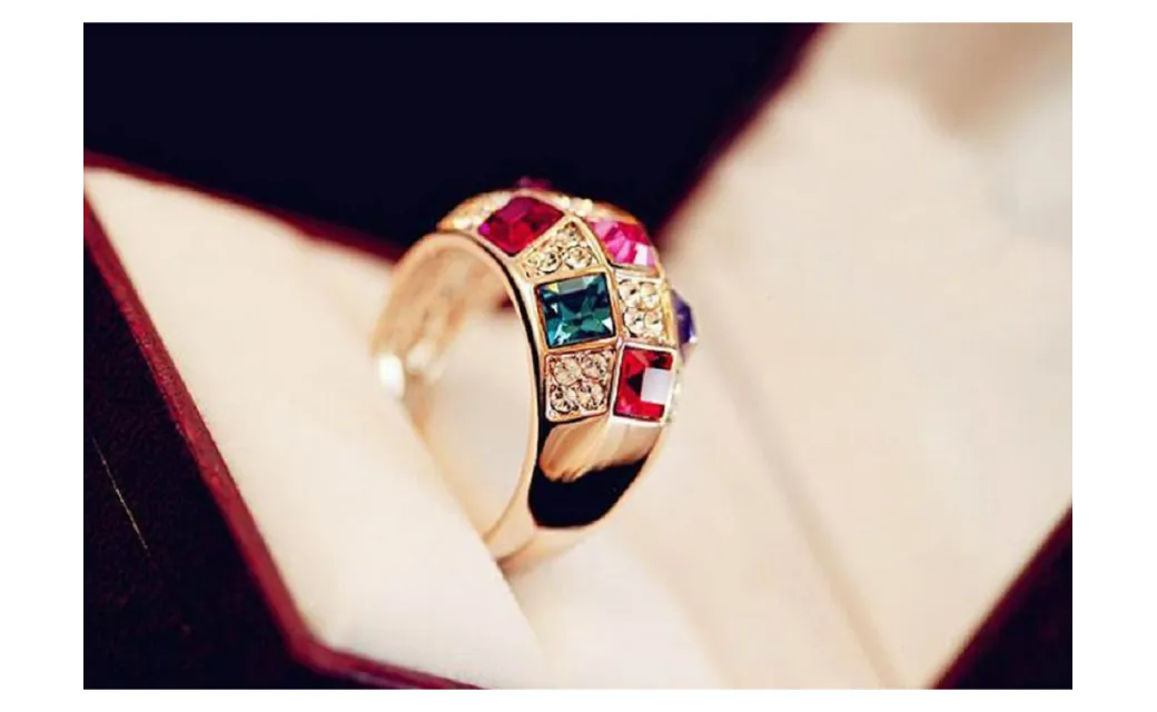 Blue Kiss Fashion Colorful Crystal Rings For Women