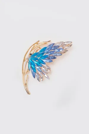 Blue Stone Butterfly Gold Brooch