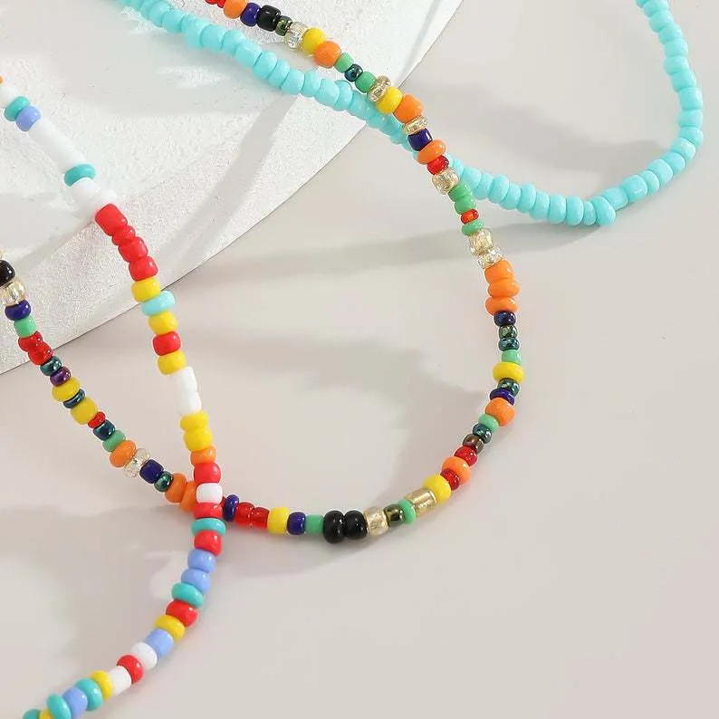 Bohemian multicolour handmade beading anklet