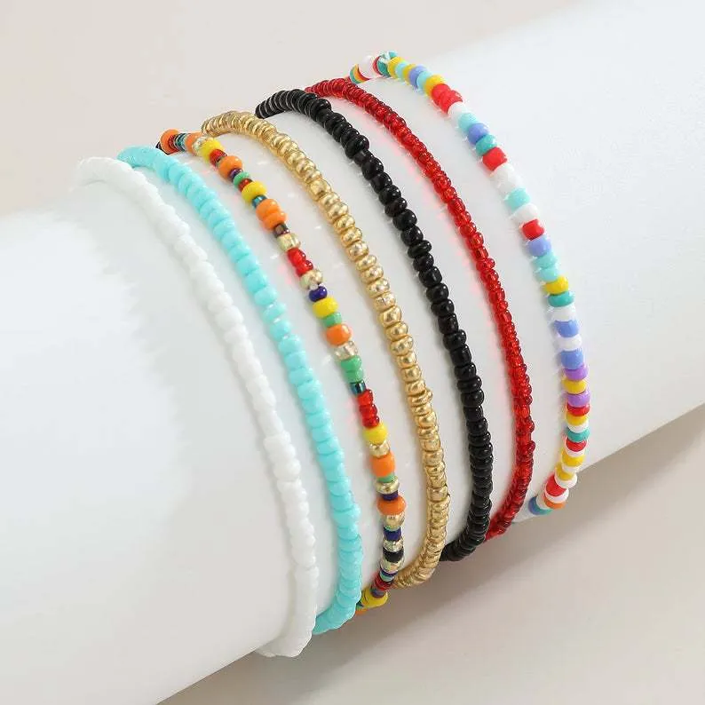 Bohemian multicolour handmade beading anklet