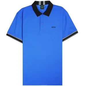 Boss 'Paddy' Contrast Collar Polo Shirt - Blue