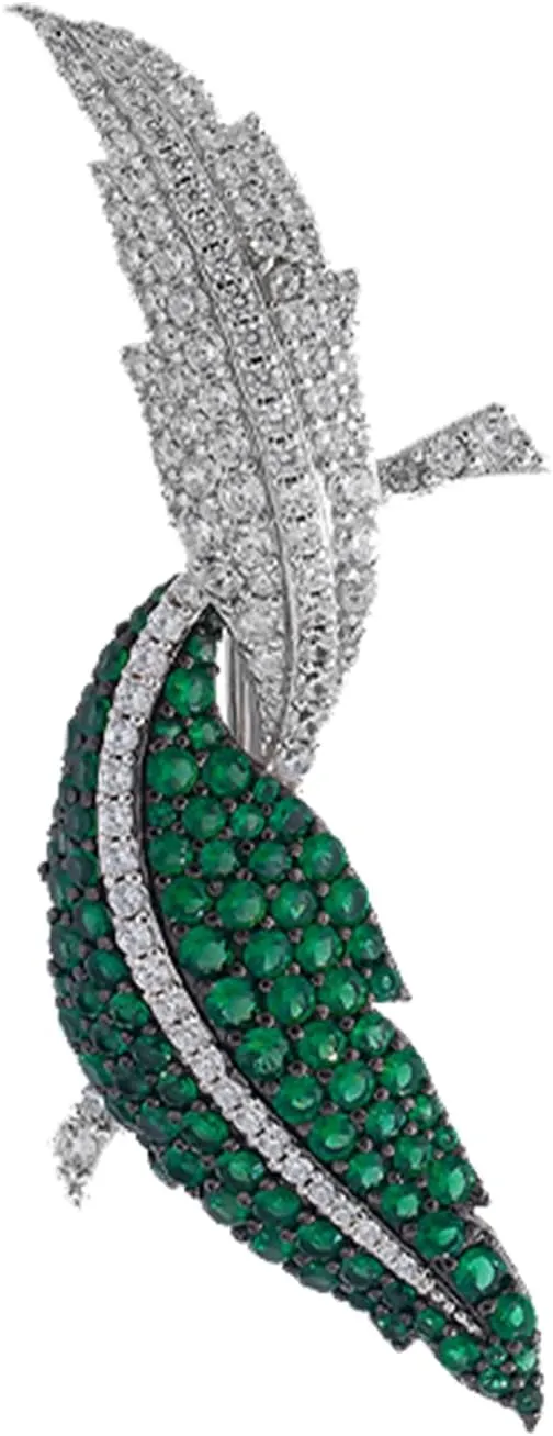 Brooches for Women Green Crystal Pins- Sparkling Rhinestone Brooch Jewelry - Ladies Wedding Bouquet Brooches Pin for Anniversary, Birthday, Christmas