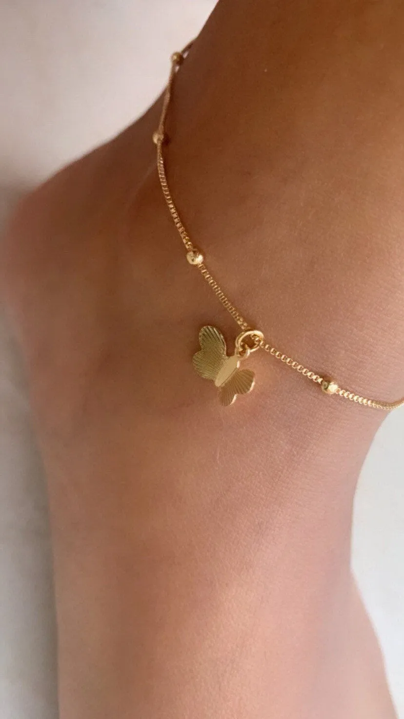 Butterfly Anklet , Gold Anklet , Butterfly , Water Sage , Ankle Bracelet , Cute | Dainty , Trendy Summer