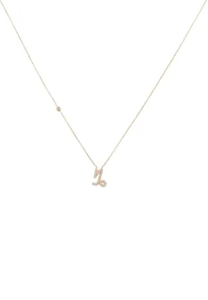 Capricorn Zodiac Necklace Dipped in Rose Gold and White Zircon