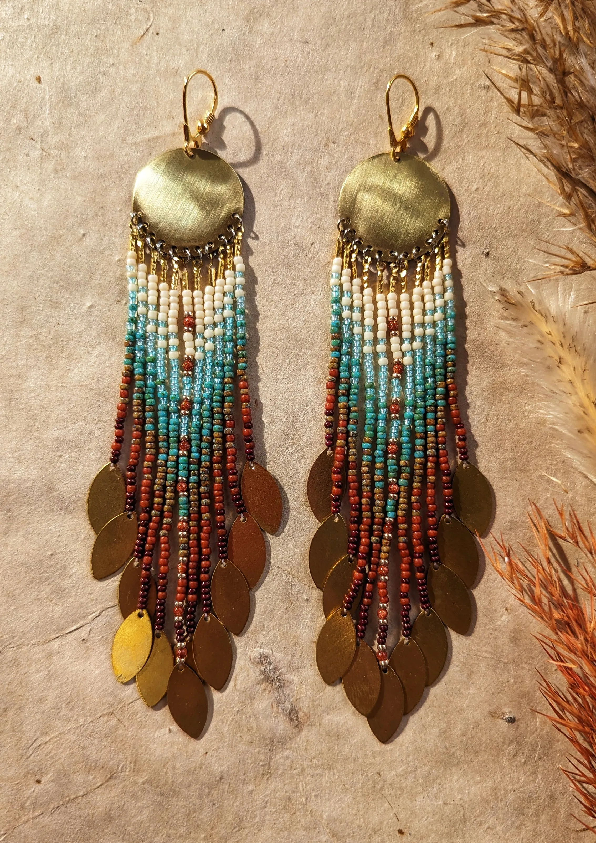 Celia Brown Sandstone Seed Bead Earrings