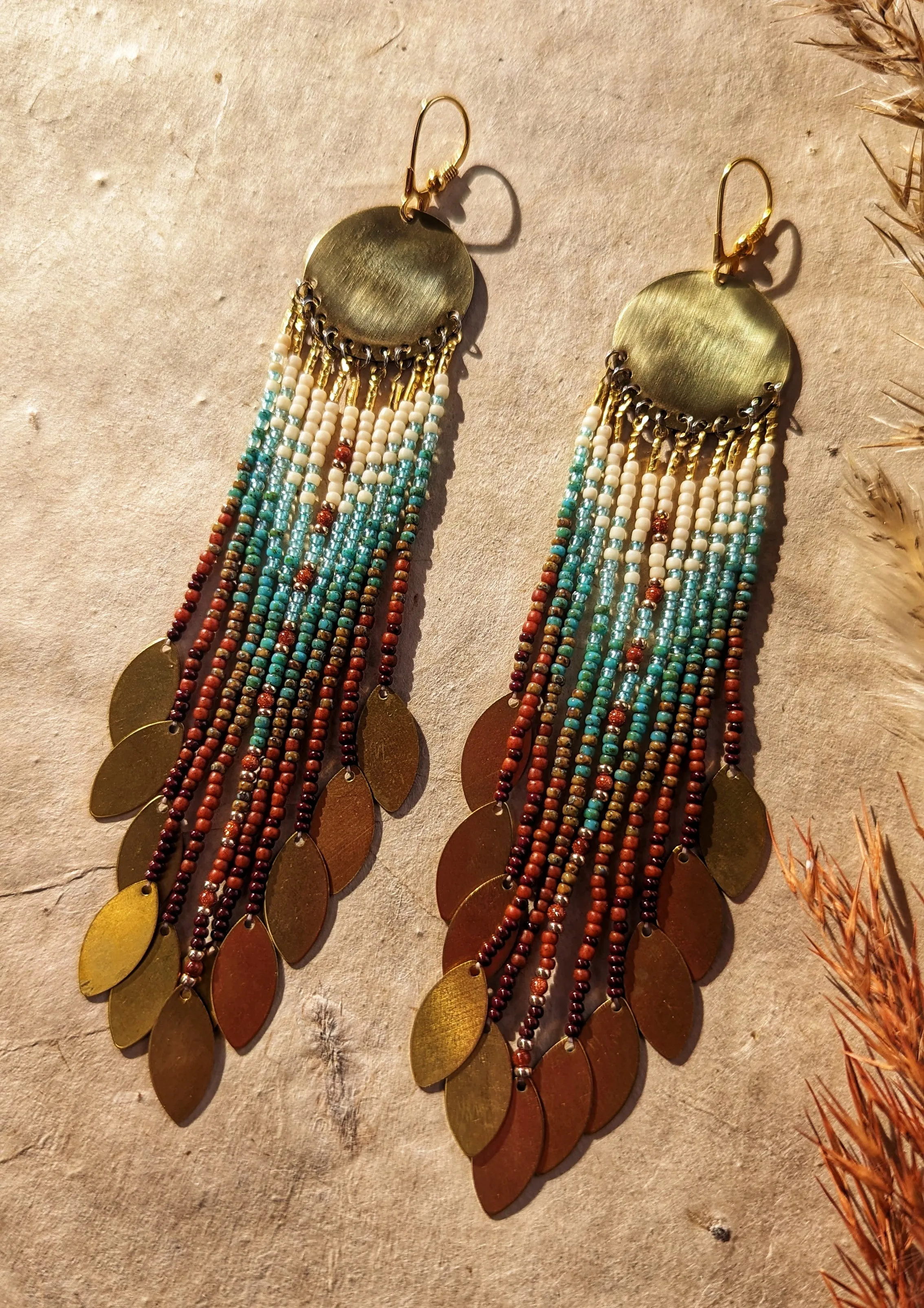 Celia Brown Sandstone Seed Bead Earrings