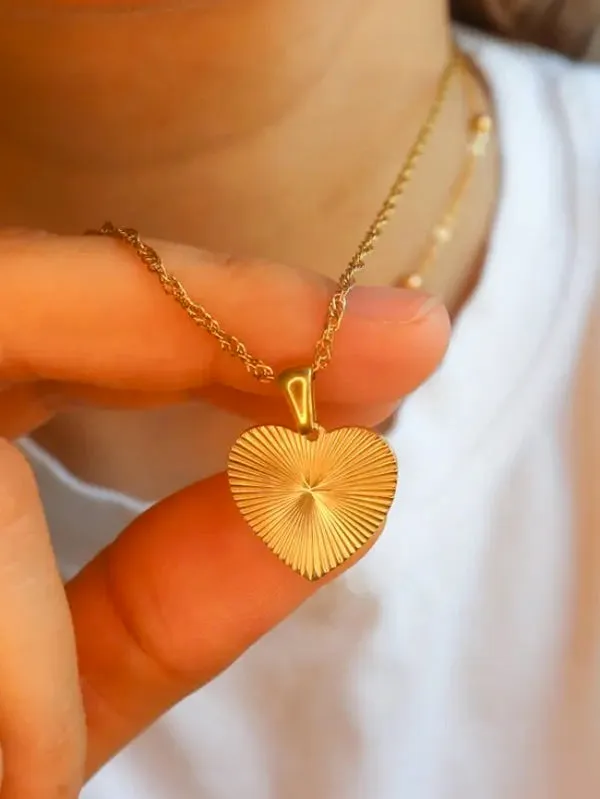 Chains Heart Shape Solid Color Necklaces Accessories