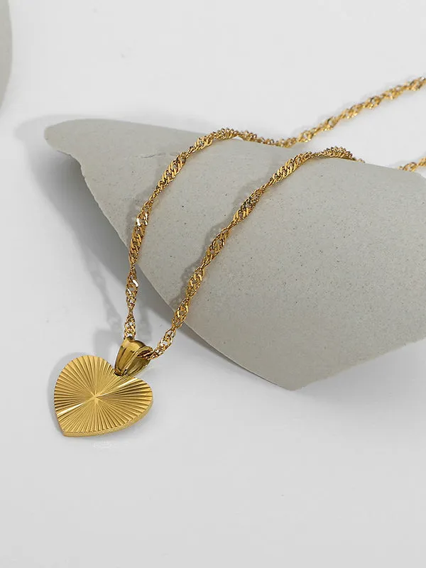 Chains Heart Shape Solid Color Necklaces Accessories