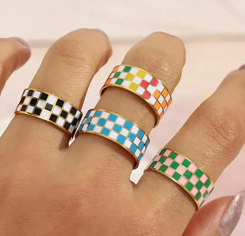 Checkered Ring- Colorful