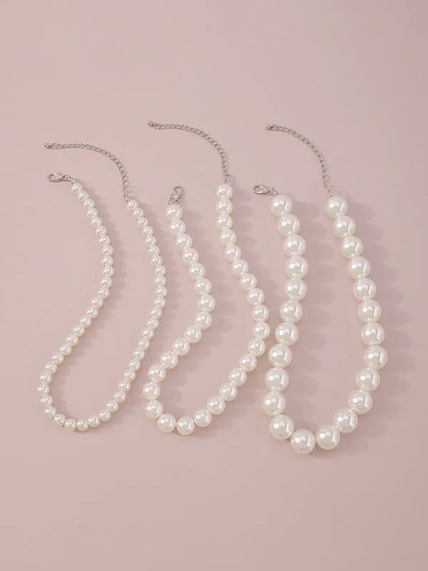 Chicmy-Imitation Pearl Three pieces Necklaces Accessories Dainty Necklace