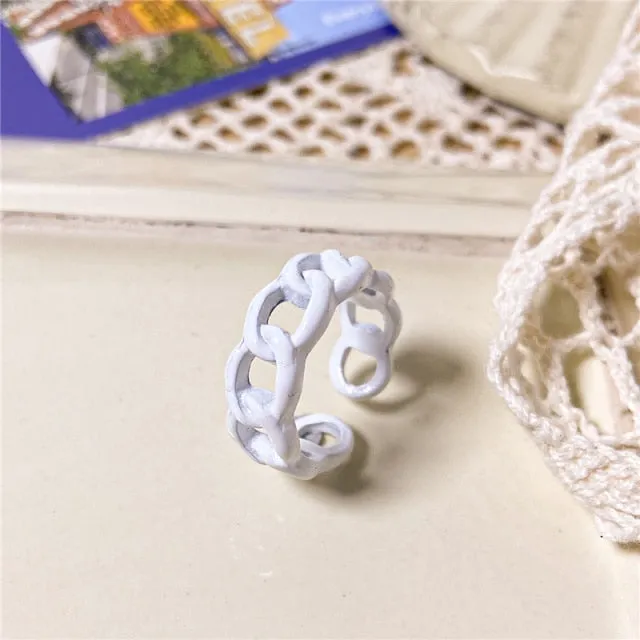 Chunky Colorful Love Heart Yin Yang Rings
