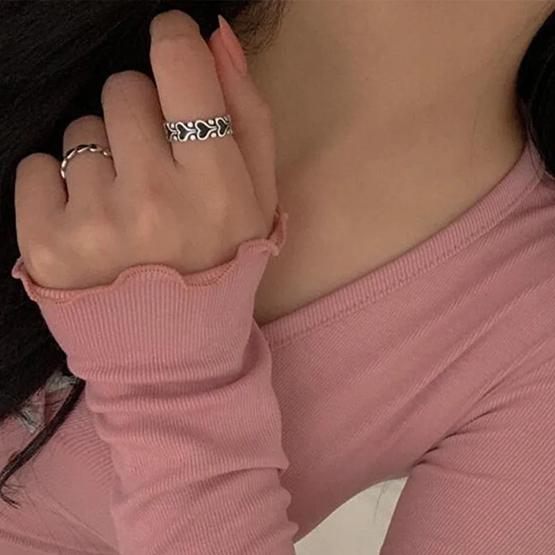 Chunky Colorful Love Heart Yin Yang Rings