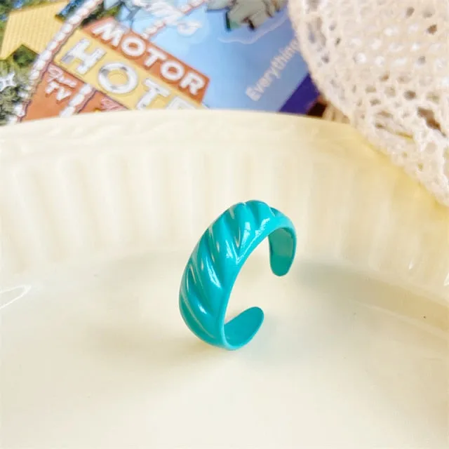 Chunky Colorful Love Heart Yin Yang Rings