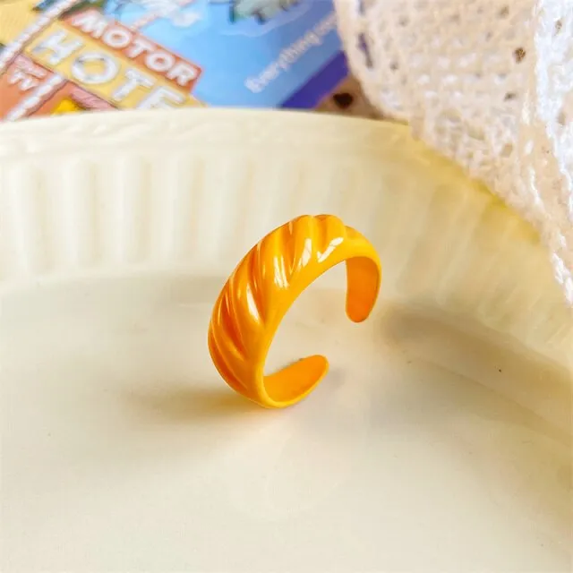 Chunky Colorful Love Heart Yin Yang Rings
