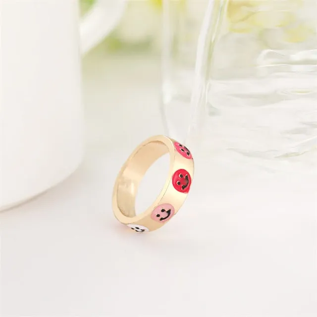 Chunky Colorful Love Heart Yin Yang Rings