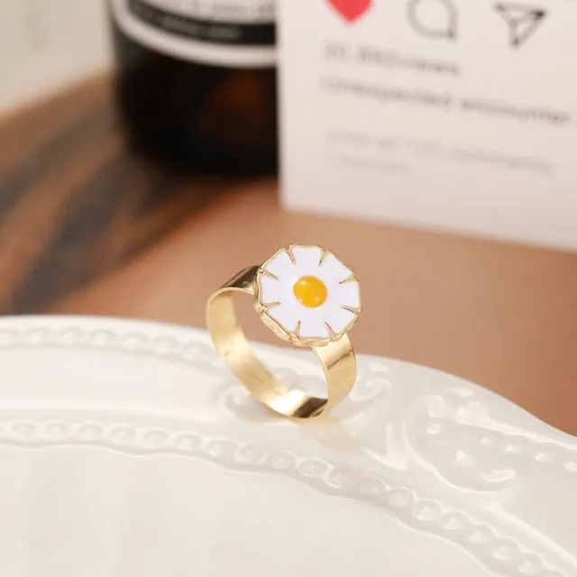 Chunky Colorful Love Heart Yin Yang Rings