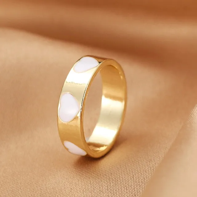 Chunky Colorful Love Heart Yin Yang Rings