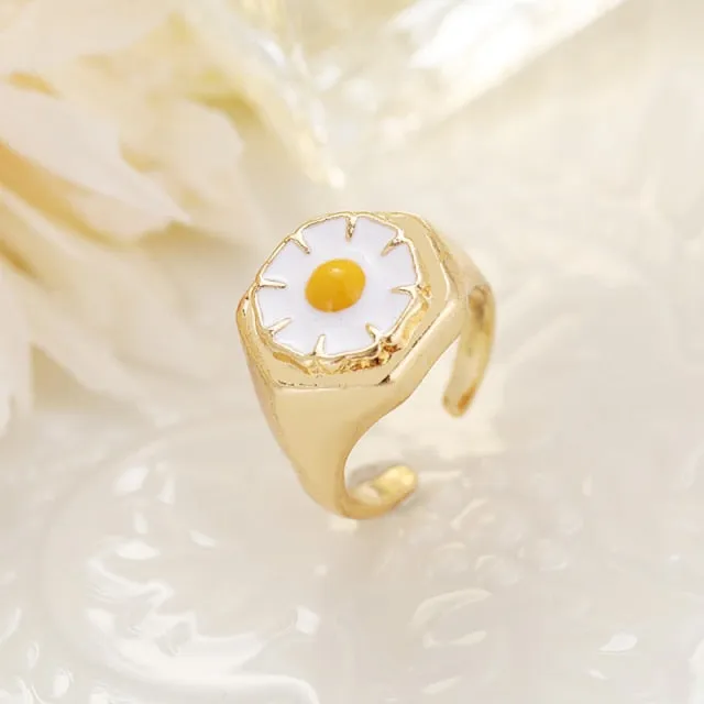 Chunky Colorful Love Heart Yin Yang Rings