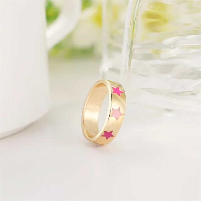 Chunky Colorful Love Heart Yin Yang Rings
